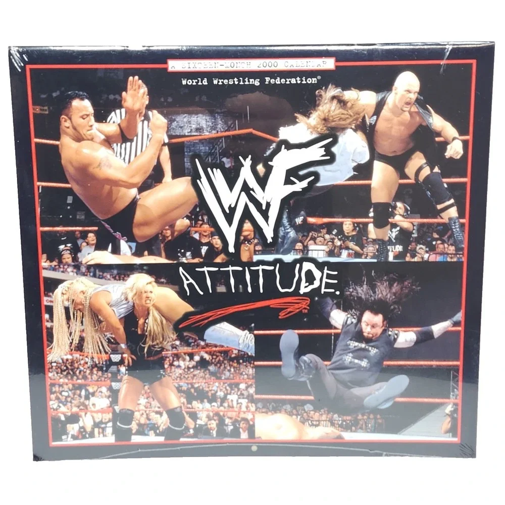 2000 WWF ATTITUDE  Wall Calendar UNDERTAKER John Cena THE ROCK AUSTIN WWE SEALED